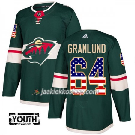 Lapsille NHL Minnesota Wild Pelipaita Mikael Granlund 64 Adidas 2017-2018 Vihreä USA Flag Fashion Authentic